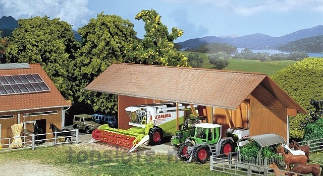 Faller 130521 OO/HO Scale Model Kit - Implement / Equipment Shed - Open Front