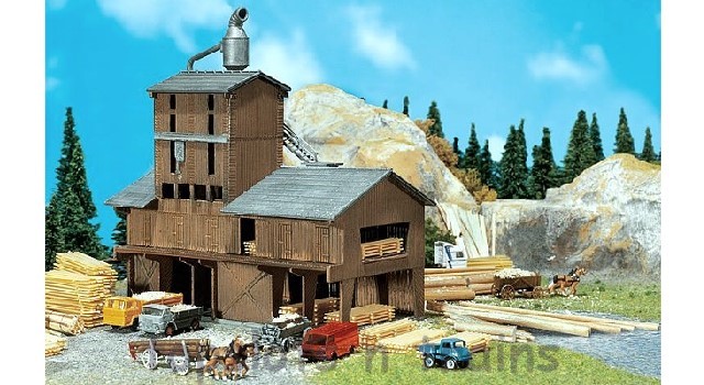 Faller 222181 N Scale Model Kit - Sawmill With Wood Storage And Loading Ramp