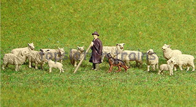 Faller  155901 N 1-160 Scale Figures - Shepherd X 1 Sheepdog X 1 + Sheep X 12 Figure Set