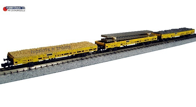 Hobbytrain Lemke H23809 N Scale - Plasser And Theurer Flat Wagons And Loads Set Of 3