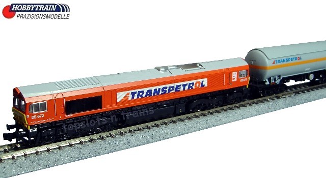 Hobbytrain Lemke H5001 N Scale - Emd-Hgk Class 66 Transpetrol Train Pack DB V