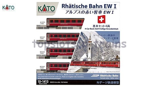 Kato Europe 10-1413 N Scale - RHB Ew1 Red - 4 Coach Basic Set