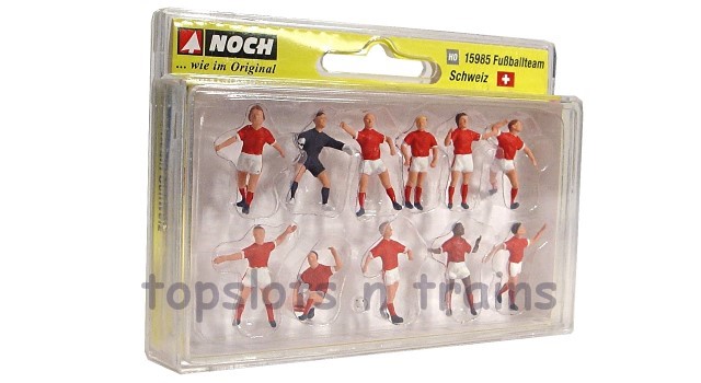 Noch 15985 OO/HO Scale Hand-Painted Figures - Football Team - Switzerland Style
