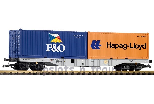 Piko 37751 G Scale - DBAG Flat Wagon 2 X 20Ft Containers Load IV