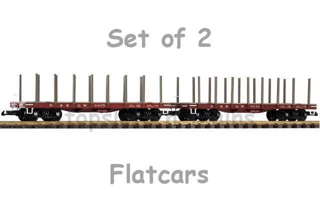 Piko 38719 G Scale - Set Of 2 X D-RGW Flatcars - With Removable Stakes