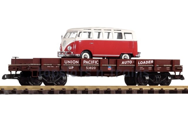 Piko 38722 G Scale - Union Pacific Flat Wagon And Die-Cast VW Bus Load