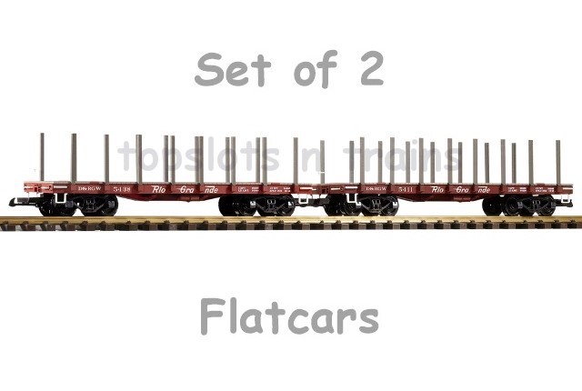 Piko 38744 G Scale - Set Of 2 X D-RGW Flatcars - With Removable Stakes