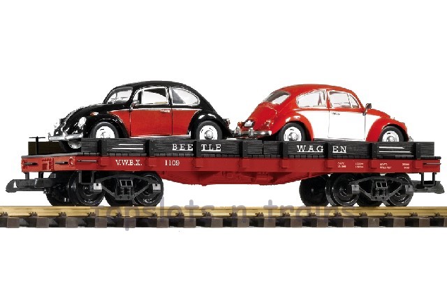 Piko 38765 G Scale - Vwbx Flat Wagon With Diecast VW Beetle Load