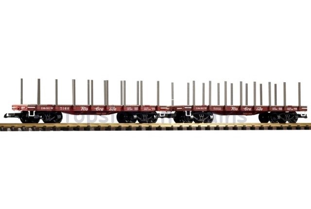 Piko 38771 G Scale - Flatcar Set Of 2 – D-RGW Bogie Stake Wagons