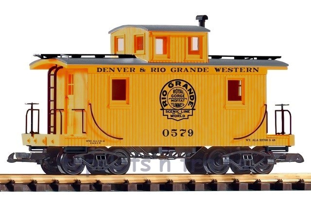 Piko 38833 G Scale - D-RGW Wood Caboose - 0579 Yellow