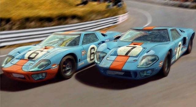 Scalextric C4041A Limited Edition - Gulf Ford GT40 Le Mans 1969 Twin Pack Ickx / Hobbs