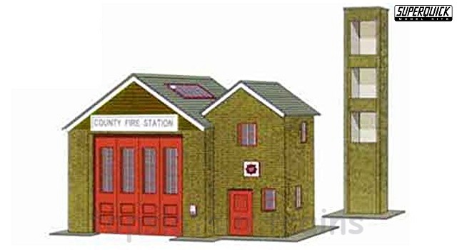 Superquick SQ-B36 OO/HO Scale Model - The Country Fire Station Card Kit